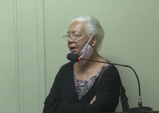 A professora Irene Gouveia Lemes participou da sessão por meio da Tribuna Popular