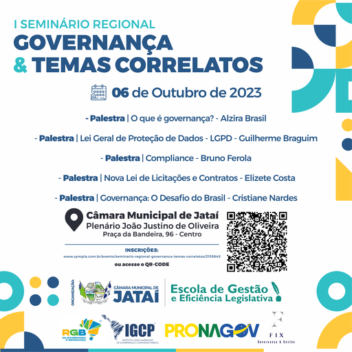 O 1° Seminário Regional abordará temas essenciais para a gestão pública. Durante o evento, serão discutidos assuntos como Governança, Lei Geral de Proteção de Dados, Compliance e Nova Lei de Licitações, trazendo insights valiosos para prefeitos, vereadores e funcionários públicos de prefeituras e câmaras municipais.